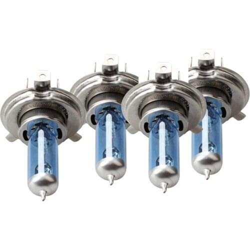 4 Pcs/Set 12V Car Safety Halogen Light Bulb Headlight Lamp Blue Plated H4 P43T Car Styling
