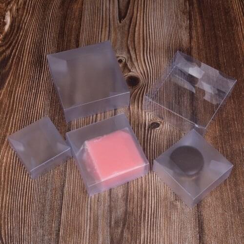 5pcs Square Transparent PVC Box Candy Plastic Storage Box Clear Frosted Plastic Macaron Gift Packaging Gift Boxes Party Jewelry
