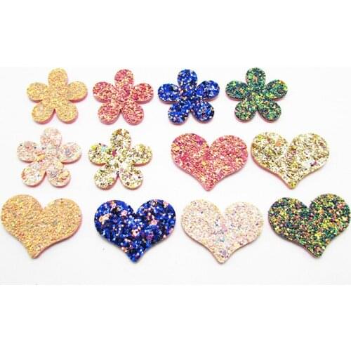 50PCS/lot Bling Handmade Flower Padded Appliques Heart Crafts for garment accessories and Girl Hair Jewelry Decoration