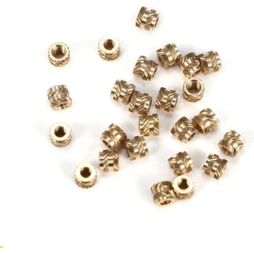 51pcs M1 M1.2 M1.4 brass injection nuts pass hole double twill soil word pattern knurled embedded parts hot melt brassiness nut