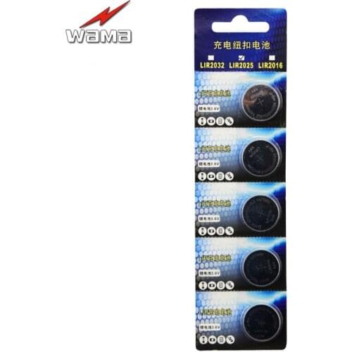 5x Wama Rechargeable LIR2025 Button Cells Batteries Lithium Li-ion 30mAh 3.6V Coin Battery Replace for CR2025 New Drop Shipping