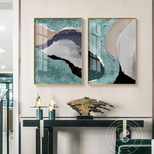 Abstract Poster Wall Pictures for Living Room Color Construction Fantastic Twinkle Blue River Wall Art Canvas Paintings Unframed