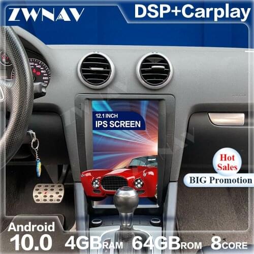 Tesla Screen Android 10.0 Car Multimedia Player For AUDI A3 2008 2009 2010-2012 car GPS Navigation Audio Radio stereo head unit