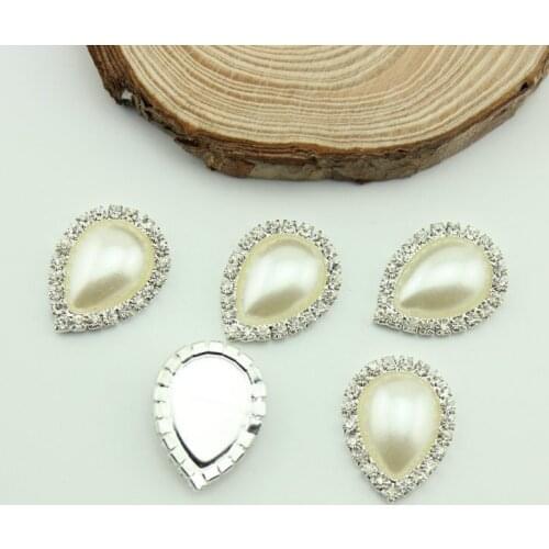 Free Shipping Wholesale 19*25mm Flat Back Rhinestone Button For Hair Flower Wedding Invitation 40pcs/lot BHP16012