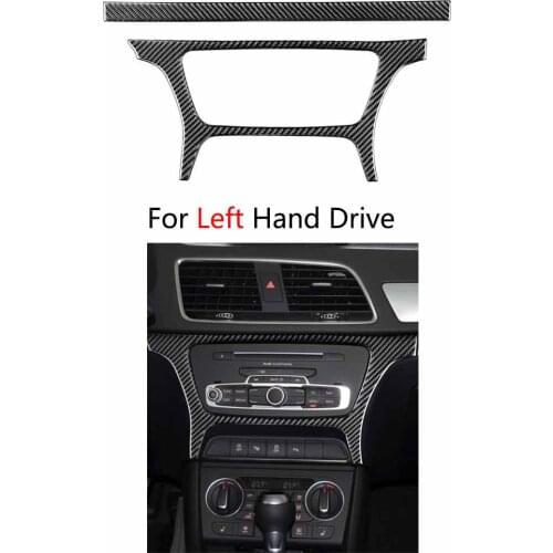 Carbon Fiber Center CD Control Panel Outer Frame Cover Trim For Audi Q3 2013-18