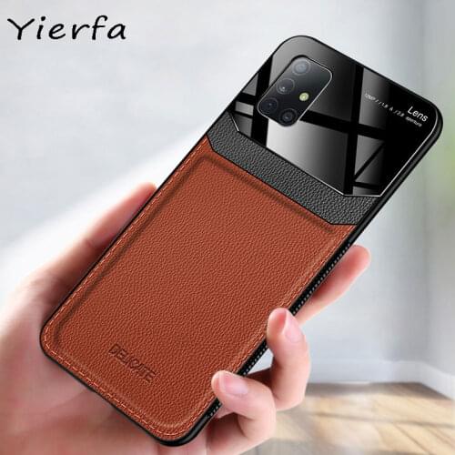 Case For Samsung Galaxy A71 Case PU Leather Plexiglass Shockproof Bumper Phone Cases For Samsung Galaxi A51 Back Cover 5G Cases