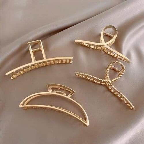 1PC Girl Hair Claw Women golden Geometric Hair Clamp Fashion Grab Hair Jaw Clip Grip for Street Photo Art hairpin cp2754
