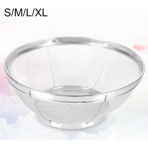 Stainless Steel Fine Mesh Washing Rice Strainer Portable Fruits Vegetable Sieve Colander Multifunctional Kitchen Supplies