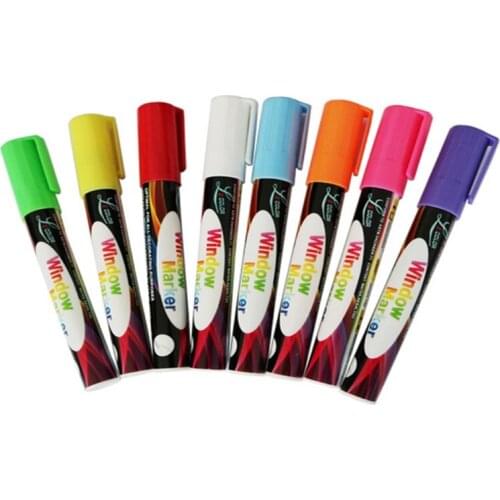 8 Pcs/Set Dual-side Writing Highlighter Fluorescent LED Liquid Chalk Marker Pens for School Art Painting 8 Colors 4mm Round and