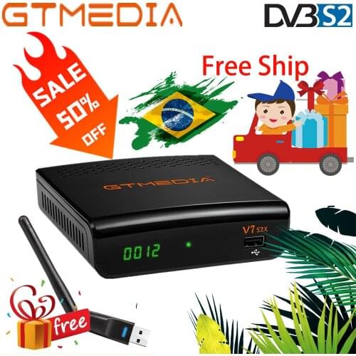 Gtmedia V7 S2x DVB-S2 updated by gtmedia v7s Hd satellite receiver 4k H.265 FTA 1080P brasil receptor de tv via satélite