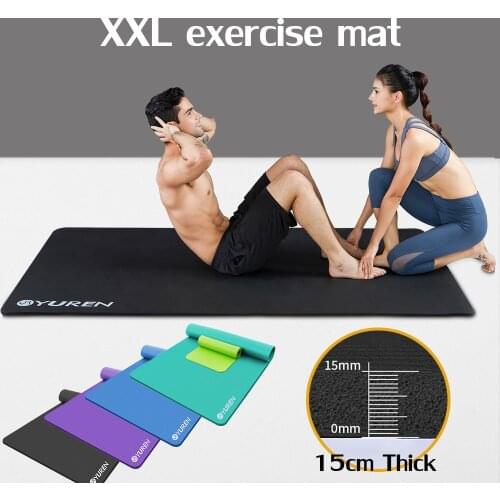 200cm x 130cm Extra Wide Yoga Mat Non Slip 15mm Thick Exercise Mat Pilates Cardio Fitness Mat for Home Portable Cushion