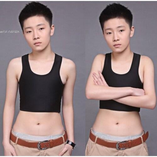 Hot ! Les Lesbian Tomboy Casual Breathable Buckle Short Chest Breast Binder Trans Vest Tops S-XL free shipping Plus size