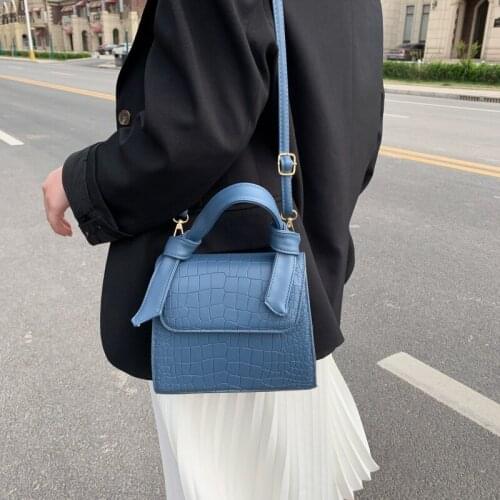 Mini Small Square Bags for Women Hand Designer Luxury Brand PU Leather Shoulder Bag Work Lady Stone Pattern 2021 Purse