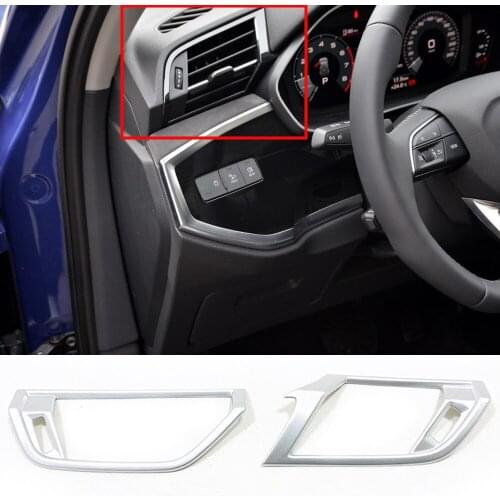 For Audi Q3 2019 2020 ABS Matte Silver Car Accessories Conditioner Left/Right Air Outlet Trim Frame Panel Decoration Cover