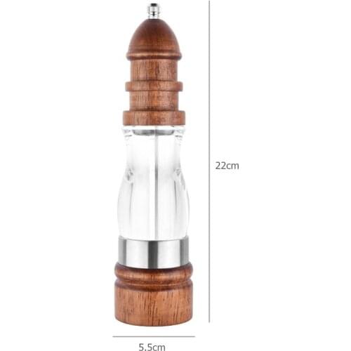 8 inch Salt and Pepper Mills Solid Wood Pepper Grinder with Adjustable Ceramic Grinder Salt Kitchen Mill Shaker KC0321