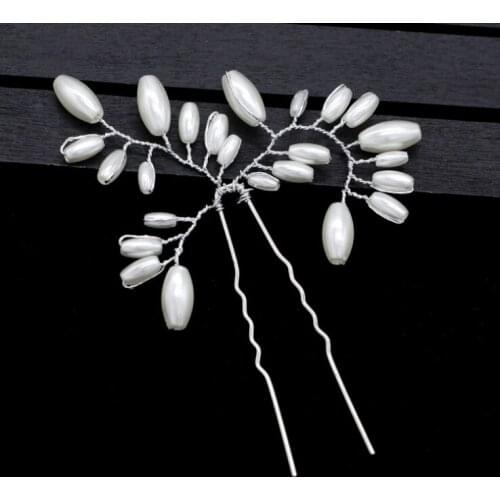 Fashion European style bridal hair stick pageant Wedding party headpiece bride pearl Headdress Hairpins Vine Accessories