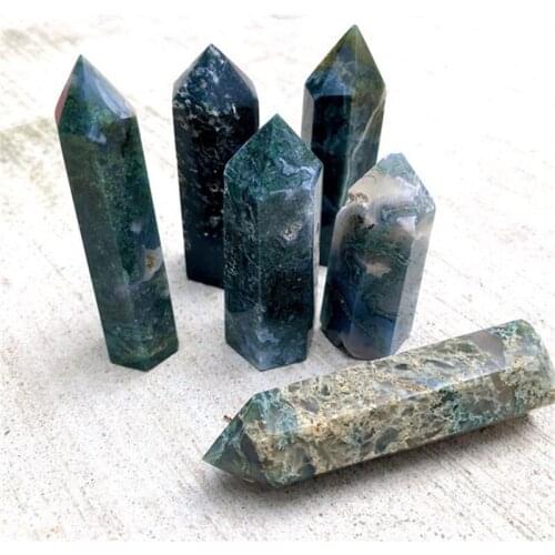 Moss Agate Wand Point Natural Stones For Home Decoration Gemstones