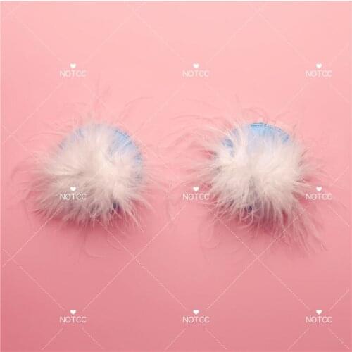 NOTCC White Feather Blue Round Breasts Pasties Egirl Cute Sexy Lingerie Accessories Reusable Nipple Patches Covers Women
