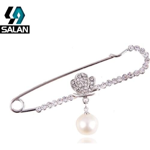 New Korean version of the retro shell pearl diamond brooch pin brooch scarf buckle garment shawl buckle