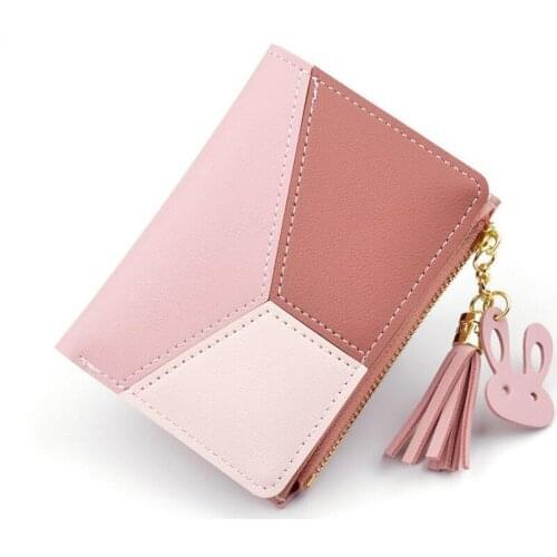 New Arrival Wallet Short Women Wallets Zipper Purse Patchwork Fashion Panelled Wallets Trendy Coin Purse Card Holder PU Leather