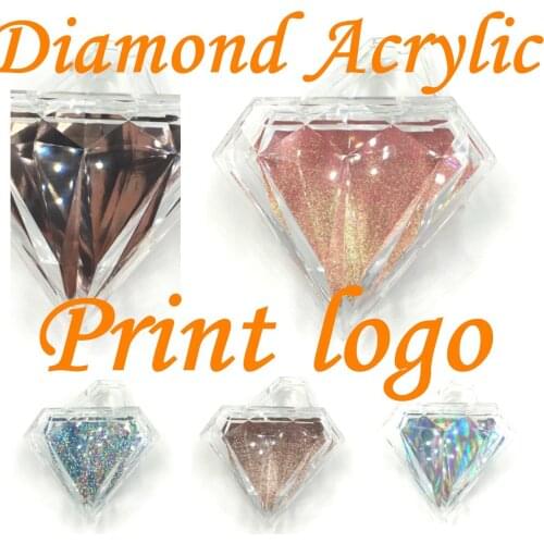 Wholesale diamond false eyelash packaging box fake 3d mink eyelashes boxes faux cils acrylic case lashes empty packing