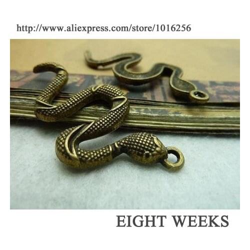 Zinc alloy pendant jewelry accessories diy handmade material charms ancient bronze snake 25 * 55 mm