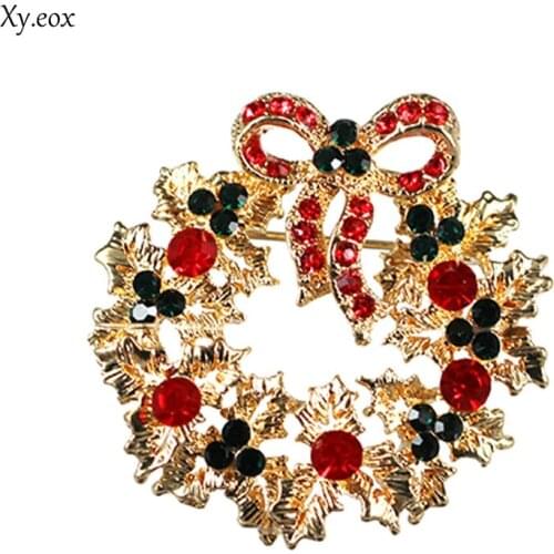 Christmas Brooches Hollow Bowknot Flowers Brooch Pins Xmas Santa Party Gifts