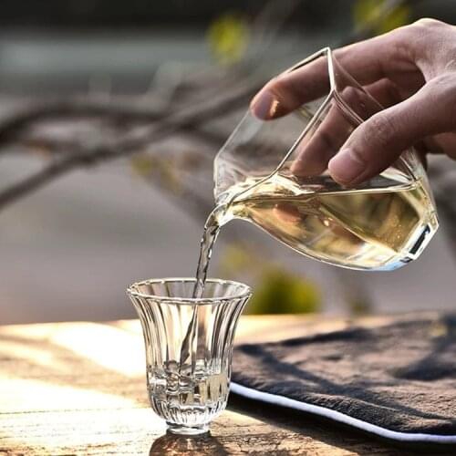 Hexagonal Glass Fair Cup Thickened Heat Resistant High Borosilicate Tea Set Tea Infuser