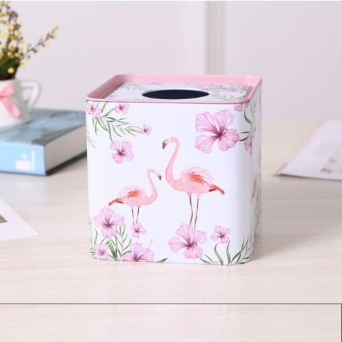 Nordic Flamingo Unicorn Tin Tissue Box Paper Holder Tissue Holder Cover Home Desktop Decoration