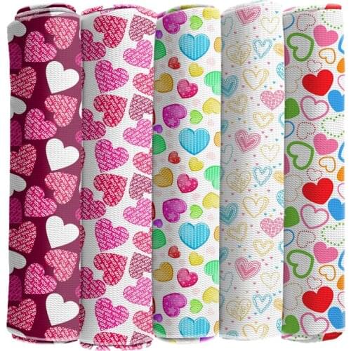 Love Pattern Printed Stretch Cloth Valentines Day DIY Clothing Bag Material 50*145cm