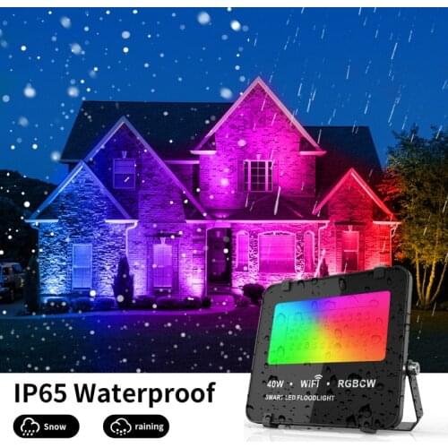 40W RGBW LED Floodlight WIFI APP Group Control Outdoor Smart Flood Light Color Changing Spotlight Work With Alexa Google Home