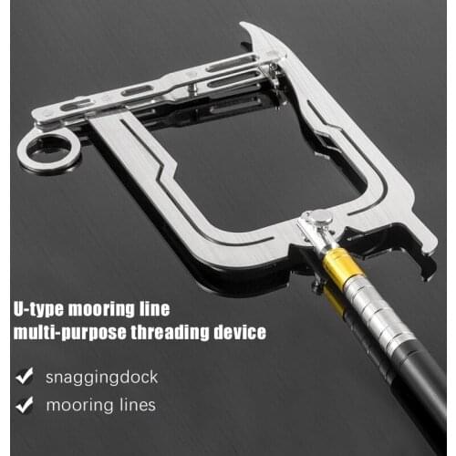 Teepor UMooring Rope U Type Threader Boat Hook Threader Carbon Fiber Telescopic Fishing Rod Fishing Pole Reel Fishing Accessorie