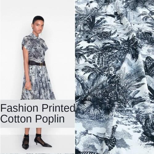 145cm wide 100% cotton yarn poplin tropical rain forest printing haute couture womens clothing diy fabric