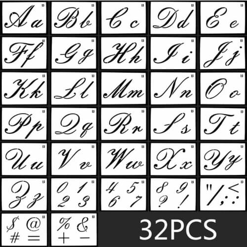 32pcs/set Letter Number Symbol Layering Stencils Template Painting Scrapbooking