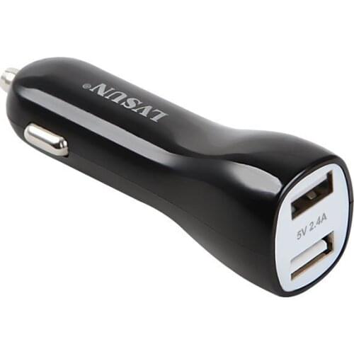 Udoli Universal 5v 2.4A * 2 Dual port Portable Mini USB Car Charger 24W Adapter for Ipad Ipod Iphone 4 4s 5 5s 6 Black