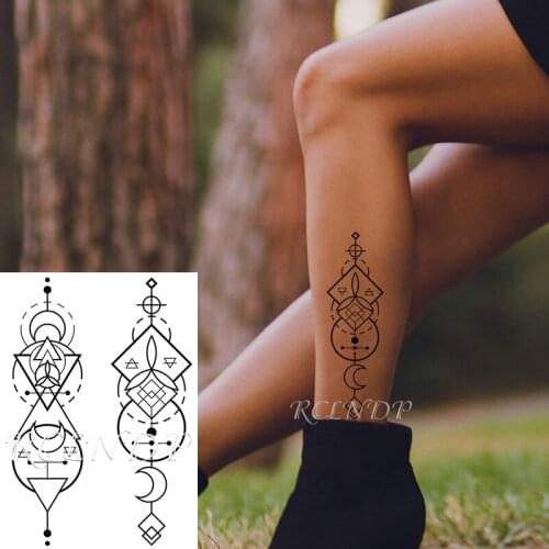 Waterproof Temporary Tattoo Sticker Moon Triangle Totem Geometric Symbol Fake Tatto Flash Tatoo Arm Body Art for Men Women