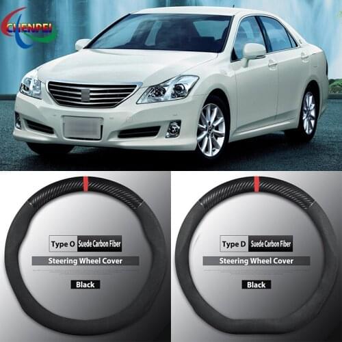 Four Seasons Universal Non-Slip Carbon Fiber Suede Steering Wheel Cover For Toyota Crown Car Interior Accessories