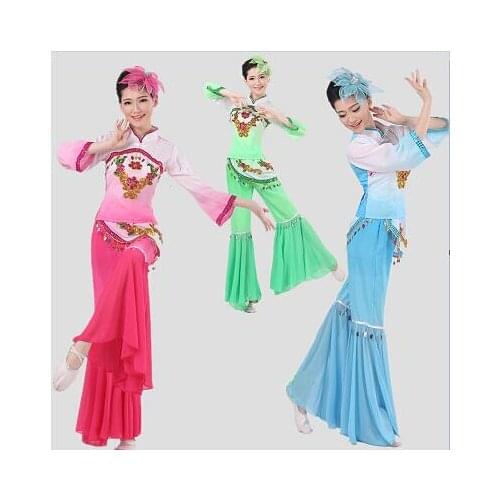 0156) Yangko dance clothing square costumes fan drum dance costume national square dance women wear
