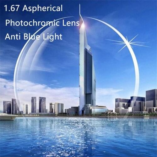 1.67 Aspherical Photochromic Prescription Glasses Women Men Myopia Nerd Anti Blue Light Glasses Waterproof High Astigmatism Lens