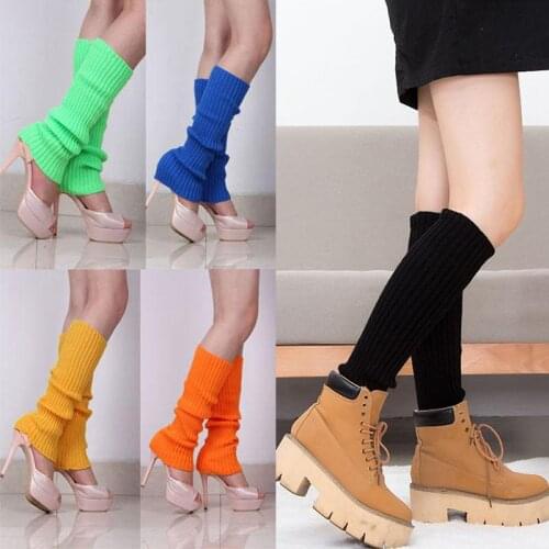 1 Pair Winter Warm Leg Women Knee High Knitted Solid Crochet Warmers Socks Lady Boot Cuffs Beenwarmers Elastic Long Tube Sock