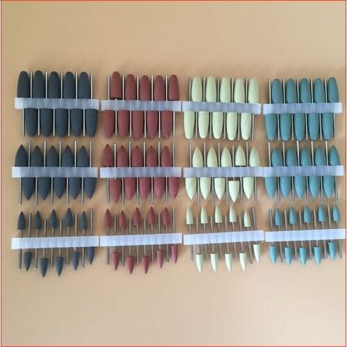 120pcs Dental SILICONE Rubber polishers Diamond polishing Burs Resin Base 2.35mm Dental Lab Equipment