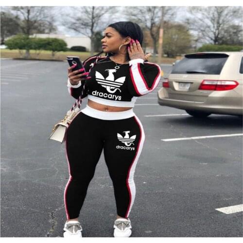 2020 Fall Winter Women Sport Fitness 2 Two Piece Set Outfits Long Sleeve Crop Tops Tshirt Leggings Pants Set Bodycon Tracksuit