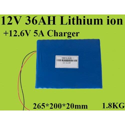 36AH 12v lithium ion battery 12V 36AH +5A Charger rechargeable battery for car starter Sound night market lighting Water pump
