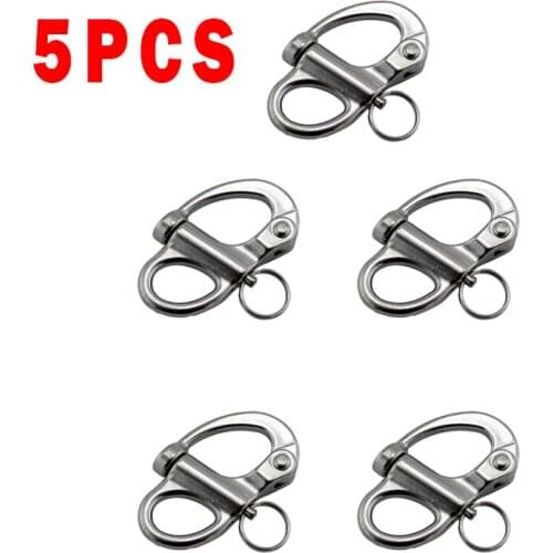 5Pcs 35mm Stainless Steel Fixed Bail Snap Shackle For Rigging Sailing Boat Marine Quick Release Fixed Snap Shackles Tools