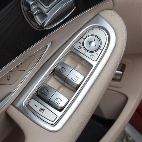 Car-styling cover trim window lift button switch sequin stainless steel interior Bright For Mercedes Benz New C Class W205 GLC