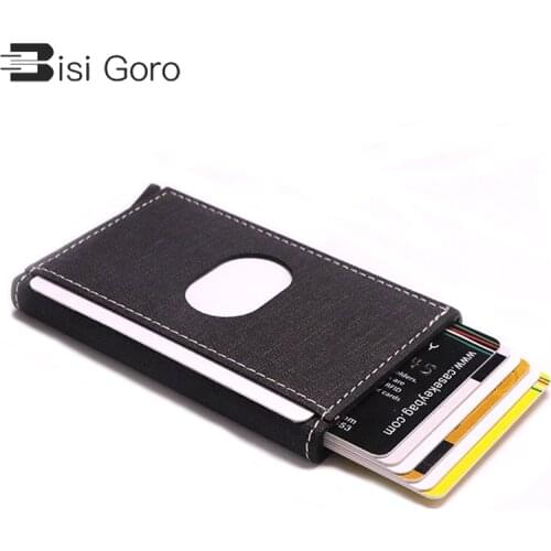 BISI GORO New Smart Wallet Business Single Card Holder Rfid Wallet Aluminum Metal Credit Business Mini Card Wallet Man Woman