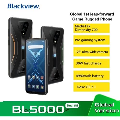 Blackview BL5000 Dual 5G Global Verison Mobile Phone 8GB+128GB 4980mAh 30W Fast Charge IP68 Waterproof Rugged Gaming Phone
