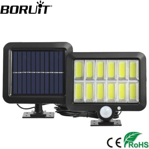 BORUIT 120 COB Solar Light Outdoor With 5M Cable Waterproof Emergency Led Wall Light Street Garden Porch Lamp For Garden