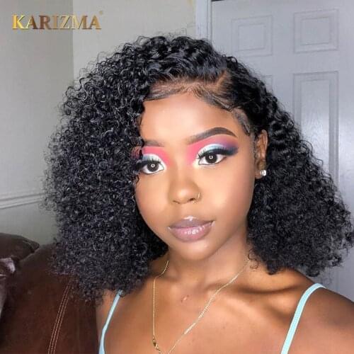 Brazilian Short Curly Lace Front Human Hair Wigs For Women 4x4 Curly Bob Wig Lace Frontal Wig Glueless Remy Bob Human Hair Wigs