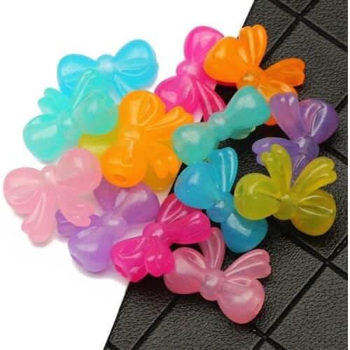 15x20mm Mixed Colors Transparent Acrylic Bow-Knot Beads Loose Spacer Beads For Jewelry Making DIY Handmade Necklace Bracelet